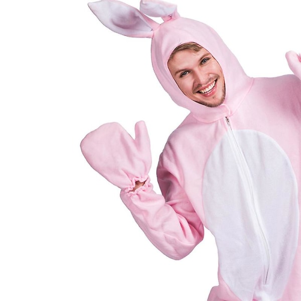 Rosa kanin kostym för män Kvinnor Djur Helkroppspyjamas Halloween Jul i ett stycke Kigurumi