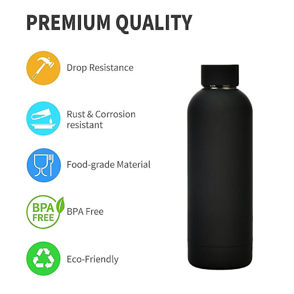 500 ml Smallmouth dubbellagers vakuumkolv, vattenkopp för utomhussport, vakuumkolv i rostfritt stål Ink black