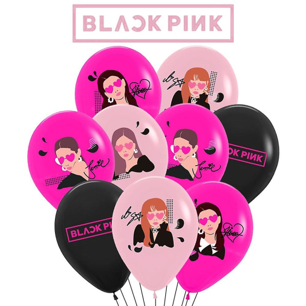 Blackpink Festtillbehör för fans Födelsedagsfestdekorationer - 1 Blackpink Party Banner 18 Blackpink Party Ballonger 17 Blackpink Cake Topper Set D