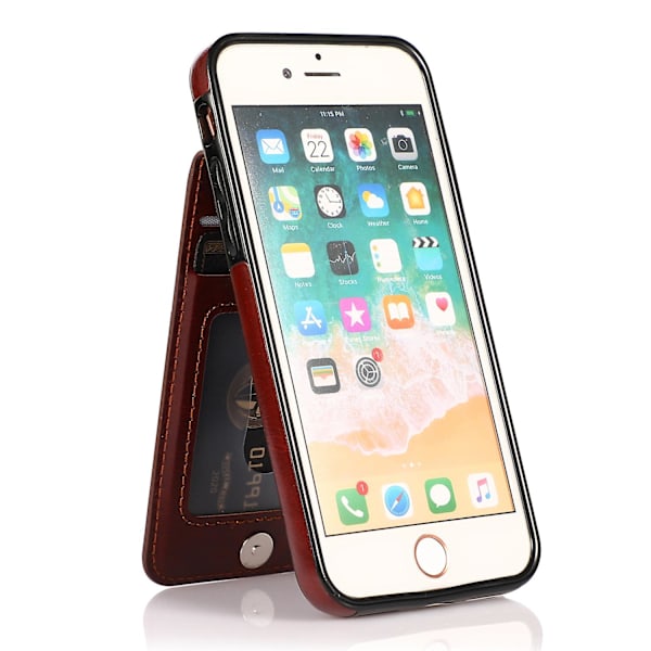 För Iphone 7 / 8 / Se (2020) / Se (2022) Korthållare Phone case Kickstand Pu Läder + Tpu cover Brown