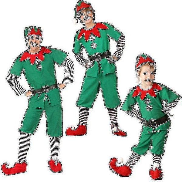 Jultomtekostym Familj Vuxen Barn Fancy Dress Santa Helper Outfits_y 180cm Boys