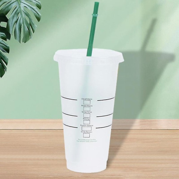 Miljövänlig med lock 710 ml kaffehalmkopp Svart Vit Återanvändbar plasttumlare Matt Fashionabla nya stilar för unga människor null none