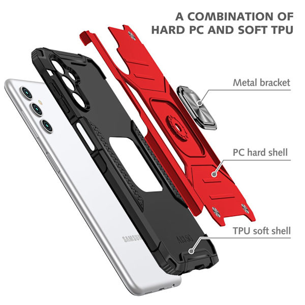NIFFPD Galaxy A13 Case, Samsung A13 Case Ring Kickstand Hårt PC Mjukt TPU cover för Samsung Galaxy A13 5G Svart red
