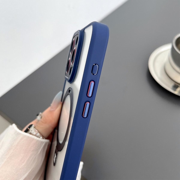 Magsafe Clear Case Kompatibel med Iphone 15 Pro Max, Soft Tpu Stötsäkert Slim Cover Med Magnetic Invisible Stand Blue For iPhone 15 Pro Max