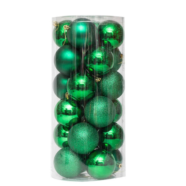 24st julkulor Dekorativa förtjockning Splittersäkra festliga rekvisita Elektropläterade pärlemorfärgade bollar Hängen till jul Green none