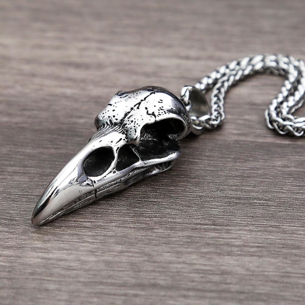 Nordic Odin Crow Skull Hänge Halsband Gothic Rostfritt Stål Raven Skull Halsband För Män Kvinnor Punk Pagan Smycken Droshipping Style E With B Chain