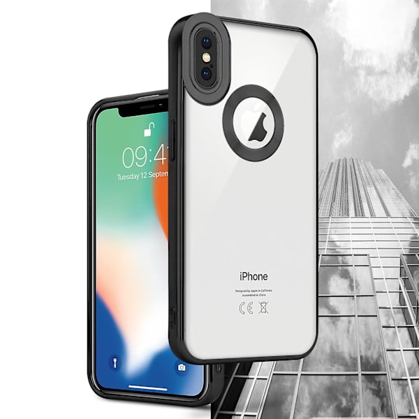 Apple iPhone X / XS Hülle Handy Cover TPU- case - Chrome Look med Kameraskydd Transparent - Black iPhone X / XS
