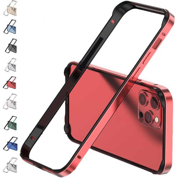 Aluminiumram Metall stötfångare Case Kompatibel Iphone 15 Pro Max/15 Pro/15 Plus med upphöjd kantskydd Red iPhone 15 Plus