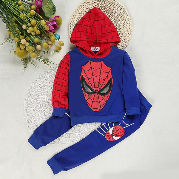 Kids Boy Spiderman träningsoverall Hoodie Sweatshirt Byxor Set 100(80-90CM)