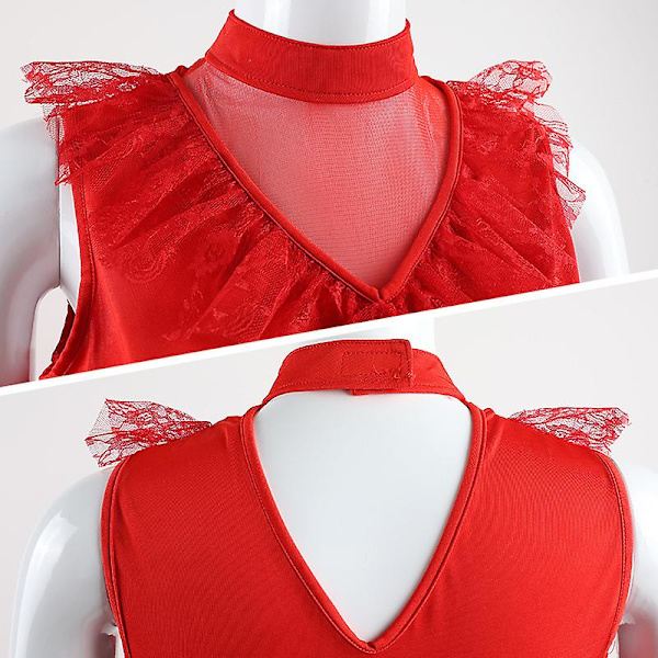 Halloween Blodig Mary Vampyr Röd Brudklänning Kostym Horror Döda Zombie Rollspel Partyföreställning Set XL