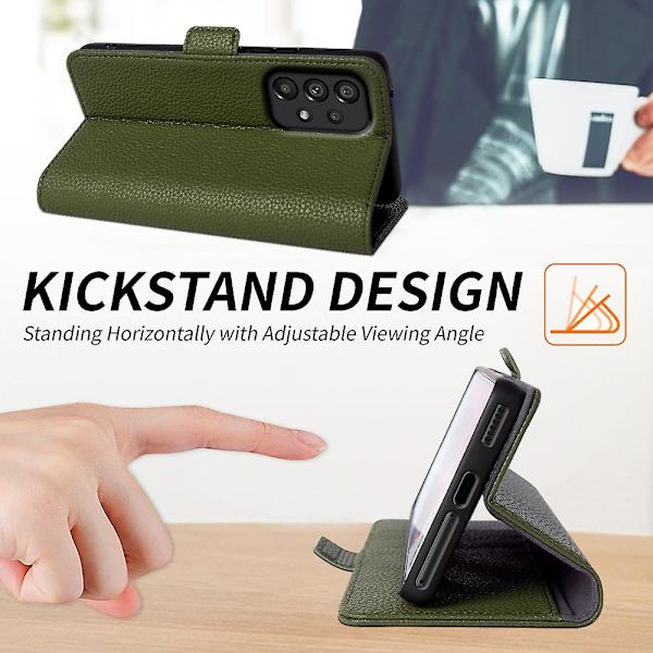 Cover i äkta nötskinn till Samsung Galaxy A53 5g Litchi Texture Stand Phone case Green