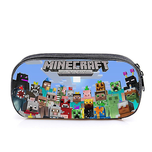 Minecraft-tema Barn Pojkar Flickor Case Pennväska med stor kapacitet Studentbrevpapper Organizer Tillbaka till skolan F