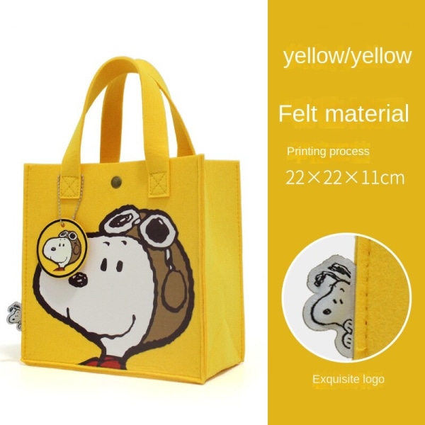 Snoopy Cartoon Filt Bag Handväska gul