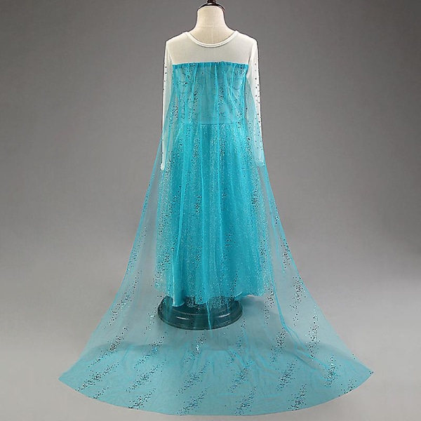 Frozen Elsa Princess Cosplay Barn Flickor Långärmad Tyll Klänning Kostym 4-5 Years