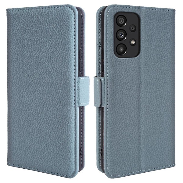 Cover i äkta nötskinn till Samsung Galaxy A53 5g Litchi Texture Stand Phone case Baby Blue