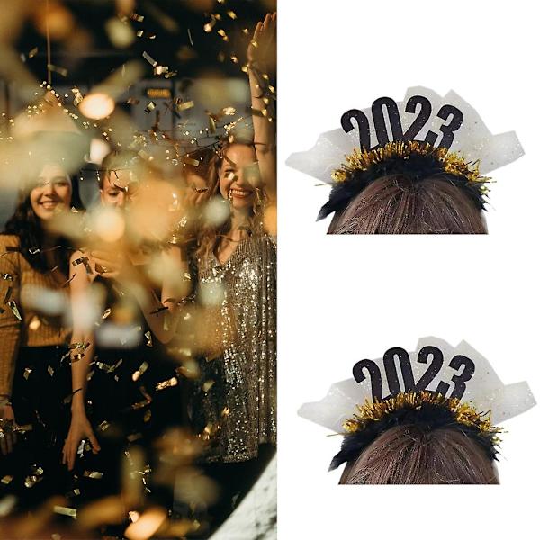 2023 New Year Hairhoop 2023 Gott Nytt År Pannband Hårband Party Headwear Black none