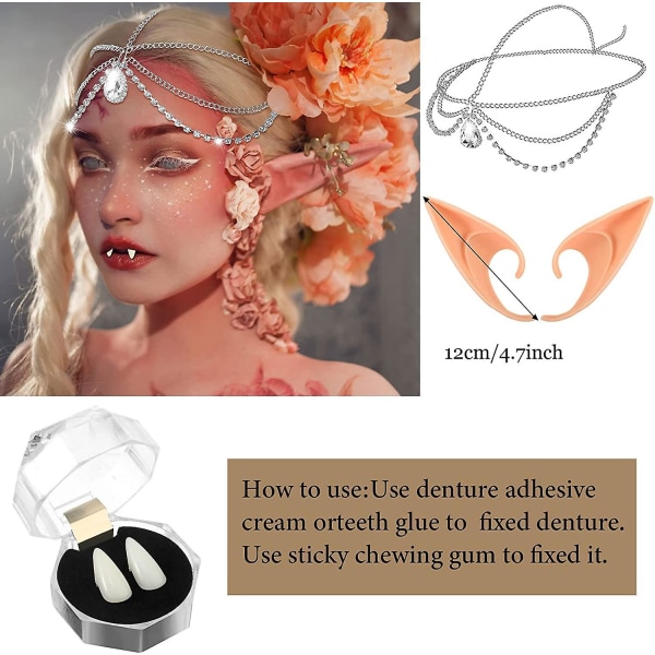5-pack Fairy Elf Costume Renaissance Traditionell Irish Viking Dress Fairy Elf Ear för Halloween Cosplay Masquerade Party (medium) Brown and Khaki Large