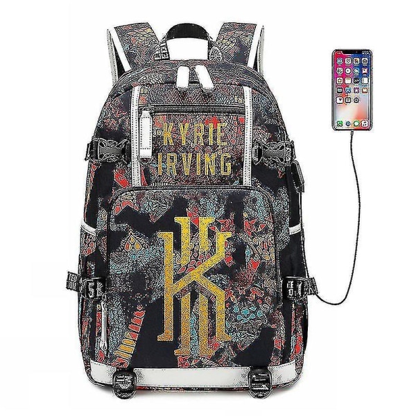 Nba Peripheral Series Star Multifunktionell USB ryggsäck Luminous Fluorescent Backpack_y Gray Kyrie Irving