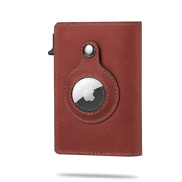 För Apple AirTag Plånbok Män Kolfiber Mode ID Kreditkortshållare Rfid Slim AirTag Slide Plånbok Designer Korthållare Red Brown