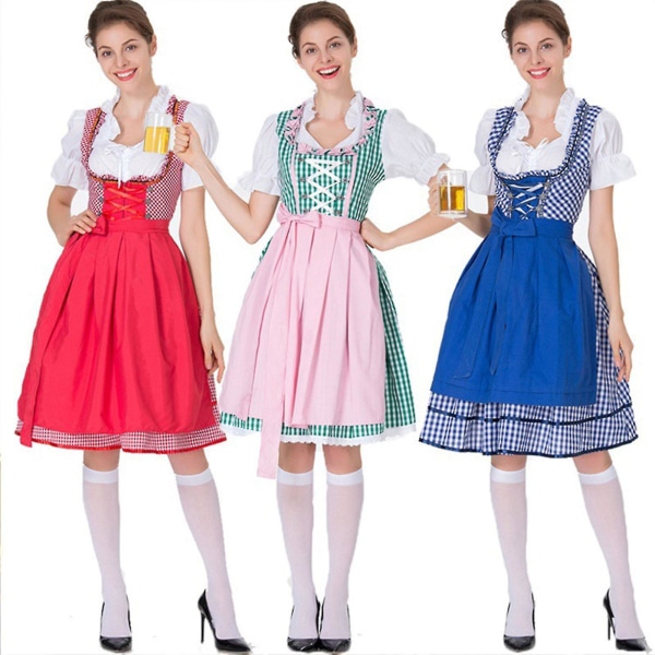 Kvinnors Oktoberfest Dräkt Tysk Dirndl Klänning Kostym Klänning Bayersk Karnevalsfest Light green 3XL