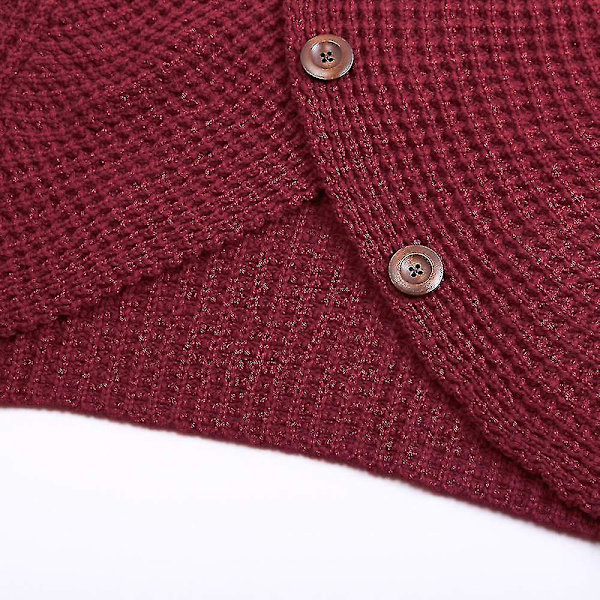 Vinter Lös Turtleneck Tröja Långärmad Knapp Casual Pullover För Kvinnor Red M