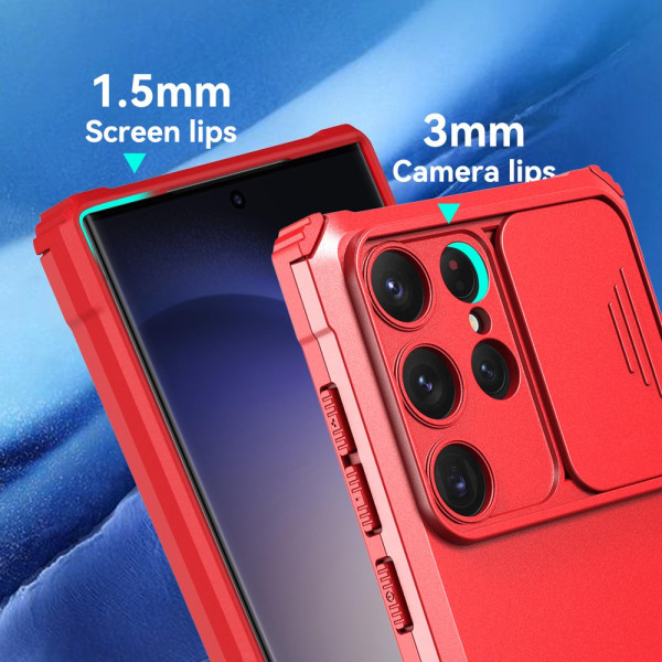 Htwon för Samsung Galaxy S23 Ultra phone case med cover Justerbart ställ, blå red