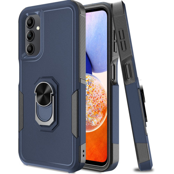 Elegant Choise phone case med ringställ för Samsung Galaxy A14 5G Shockproof Armor Cover, svart blue