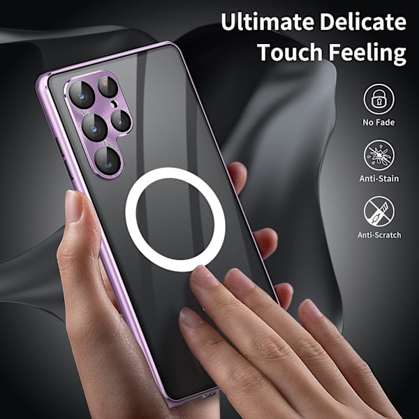Metall Magsafe case kompatibelt med Samsung Galaxy S23 Ultra, case med kameraskydd Purple For Galaxy S23 Ultra