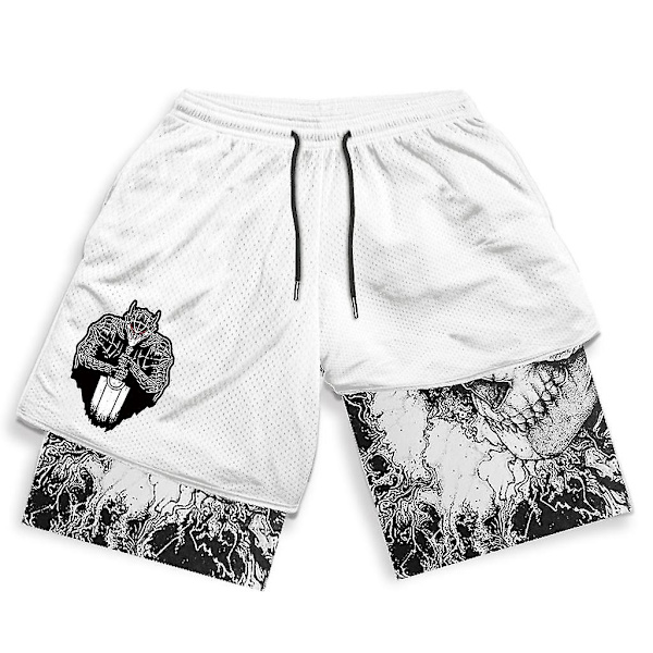 Anime Gym Shorts Herr Dam Berserk Manga 3d Print 2 In 1 Performance Shorts Träning Sommar Quick Dry Compressionshort Byxor 8 XXXL