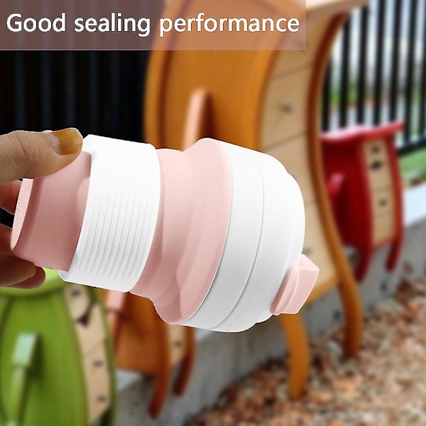 Silikon hopfällbar återanvändbar kaffekopp, bärbar hopfällbar lätt campingkopp med lock, utbyggbar vattenkopp för vandringsresor, sport, Gray*pink