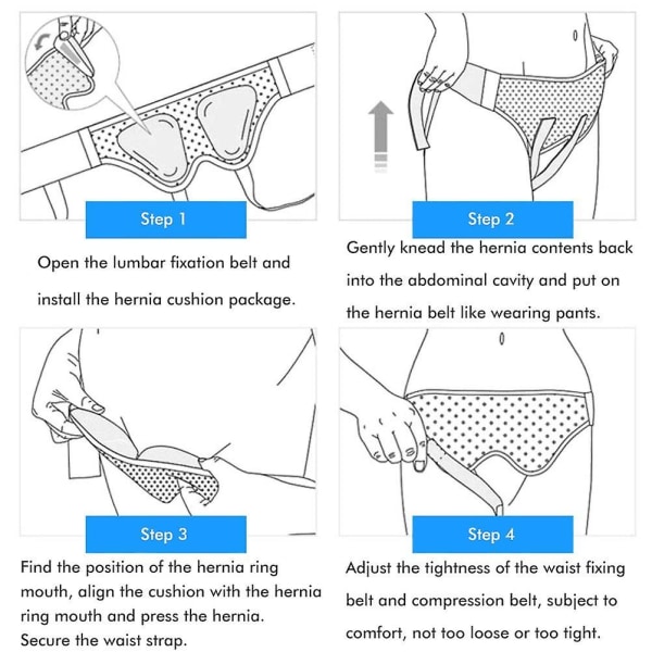 Ljumskbråck stödbälte för män och kvinnor - Mjukt elastiskt bråckband med 2 avtagbara kompressionsdynor, svart null none
