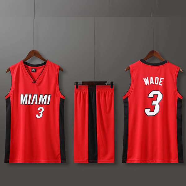 NBA Basketball Uniform MIA Red Suit-No. 3 Vada Children 2XL/30 yards (155-160cm)