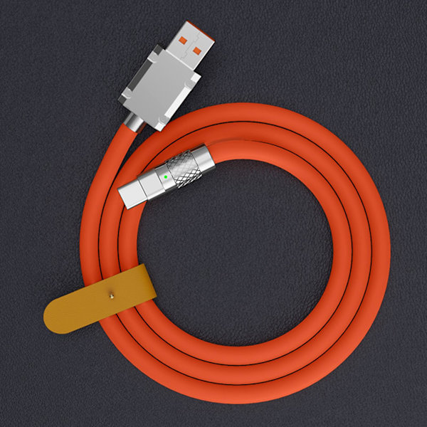 120w 6a snabbladdningskabel Flexibel sladd Micro USB kabel för dataöverföring och snabbladdning Orange 1m