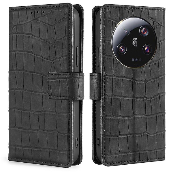 För Xiaomi 13 Ultra Flip phone case Crocodile Texture Pu Läder Skin-touch cover Black