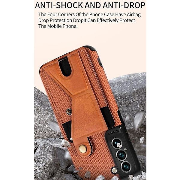 Phone case För Galaxy S22 Ultra Läder Phone case Stötsäker Telefonhållare Kortplats Multifunktionell brown