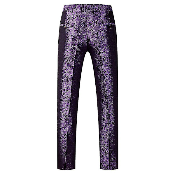 Schan Herr 3-delade kostymer Sjal Lapel Enknapps Smoking Blazer Västbyxor Set För Bröllop Purple M