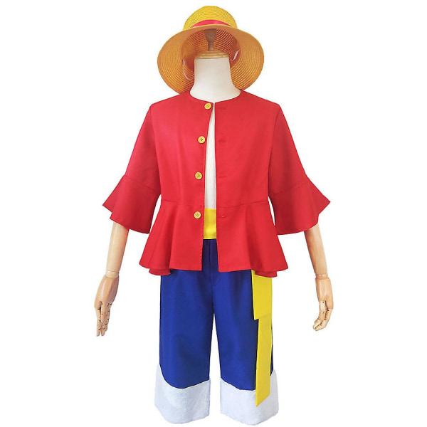 Vuxna Cosplay D. Luffy Pirate Halmhattar Set Fancy Dress Up Outfit Set L