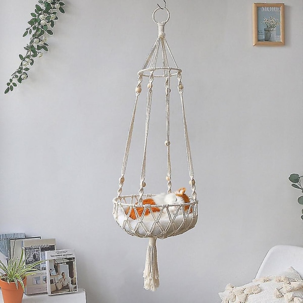 Macrame Cat Hängmatta Hängande Husdjurssäng Boho Gungbo Vävd kattkorg Hemdkor null none