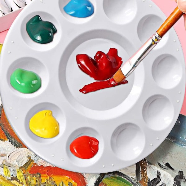 Färgbricka-paletter, Målarpall, Färghållare, Målarpalett, Plastpalett, Målarbricka-paletter för barn att måla eller föda 8ps-White