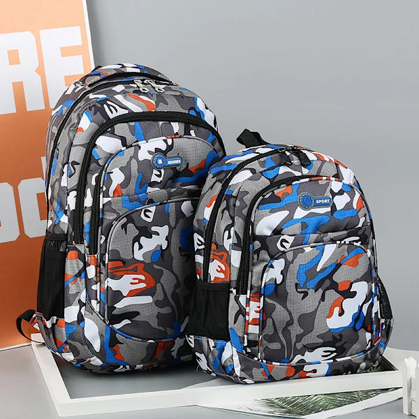 2 Storlekar Kamouflage Vattentät Skolväskor för Flickor Pojkar Ortopediska Barn Ryggsäck Barn Bokväska Mochila Escolar Skolväska orange large