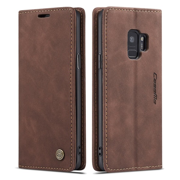 Kompatibel med Samsung Galaxy S9 Case Kortplats Flip Magnetisk Stativ Case För Samsung Galaxy S9 Premium Pu Läderplånbok Kickstand F Brown