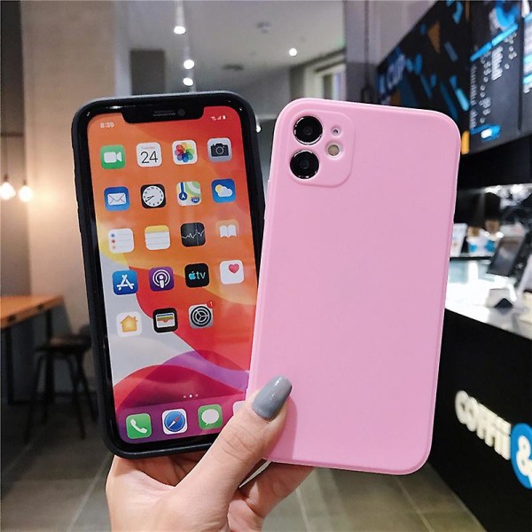 Phone case för olika Iphones - Enfärgat fyrkantigt cover Pink For iPhone 8 Plus