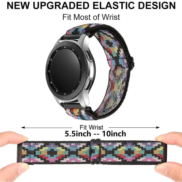 Nylon för Samsung Galaxy Watch 4/classic/46mm/active 2/gear S3 Justerbart elastiskt armband Rainbow 22mm