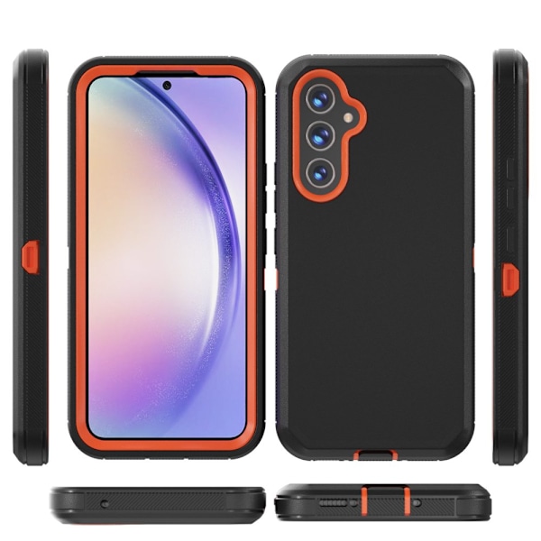 TASHHAR Samsung Galaxy A54 5G case med bältesklämma hölster Militärklass Heavy Duty 3 i 1 Stötsäker rustning Robust Hållbar för Galaxy A54 5G blackorange