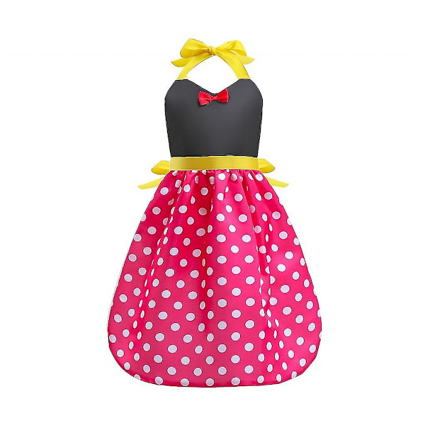 Ärmlöst förkläde för vuxna barn Minnie Elsa Sofia Princess Förkläde Cosplay-kostym med hängande hals Minnie XS
