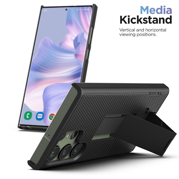 Inkapslad DuraClip Designad för Samsung Galaxy S23 ULTRA Bältesklämma Case, Smal phone case med hölster (svart)