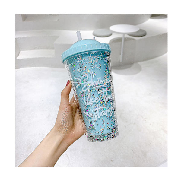 Evago Travel Cups Vattenflaska för vuxna med sugrör och lock Travel Ice Återanvändbar plastkopp null none