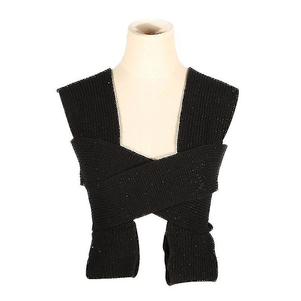 Kvinnor Kitted Väst Bandage Tröja Mode Ärmlös Crop Top Fall Solid Pullover Black