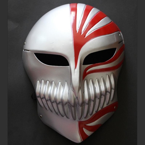 Anime Bleach Cosplay Kostymer Ichigo Kurosaki Hollow Mask Män Ichigo Peruk Svart Kappa Med Halm Sandaler Strumpor Toppar Och Byxor Set 4 SBleach