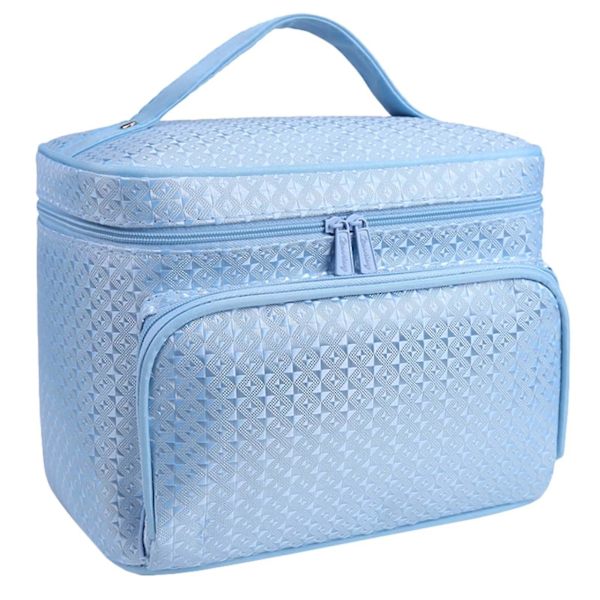 Kvinnor Stor kosmetisk smink resor Toalettväska Bärbar case Organizer Handväska Beauty Box Silver